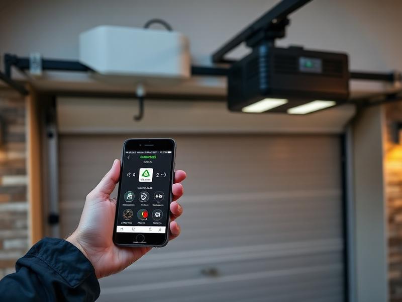 Modern smart garage door opener with smartphone app control and WiFi connectivity features